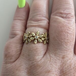 Diamonique, Size 8 Gold Floral Ring